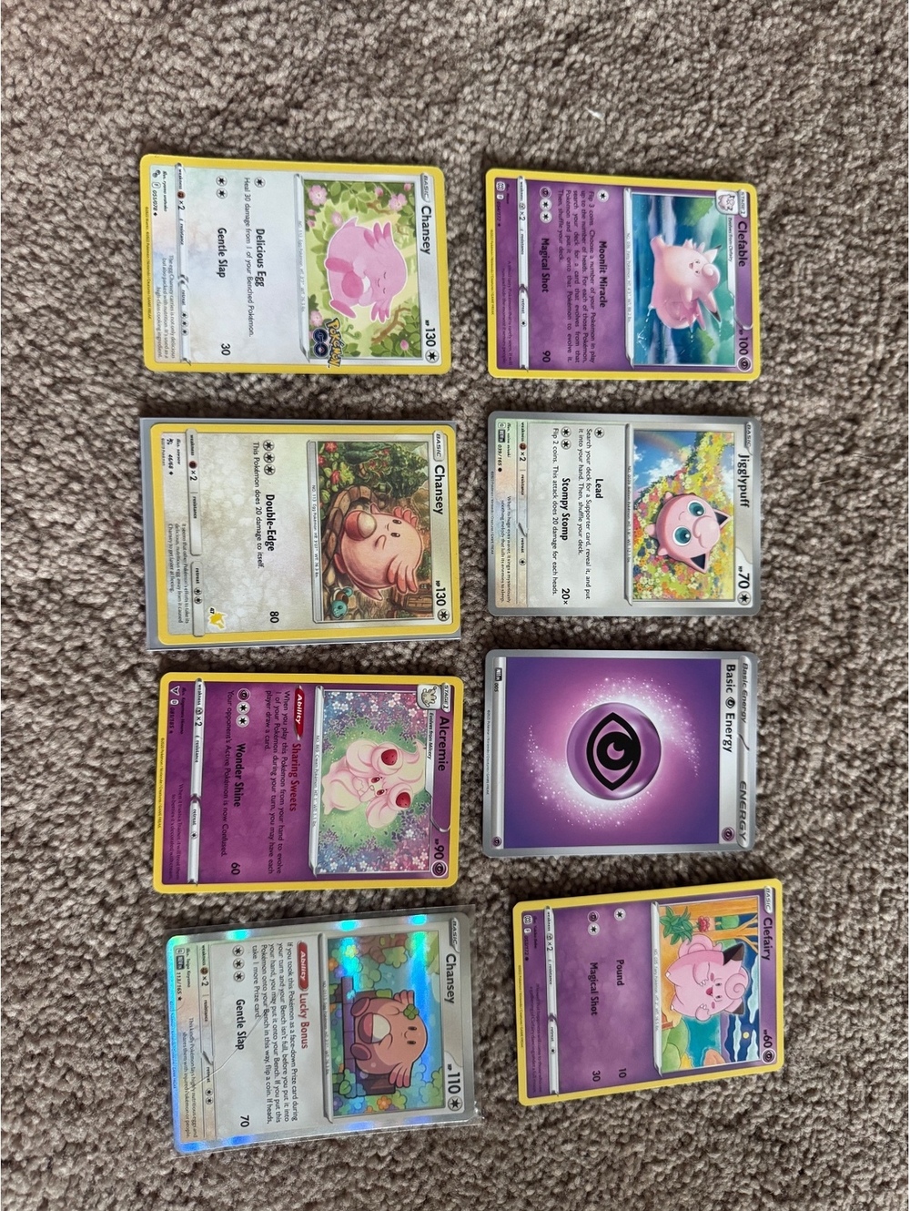 Cute Pink Pokémon Card Lot Chansey Jigglypuff Clefairy Alcremie 8 Card Bundle